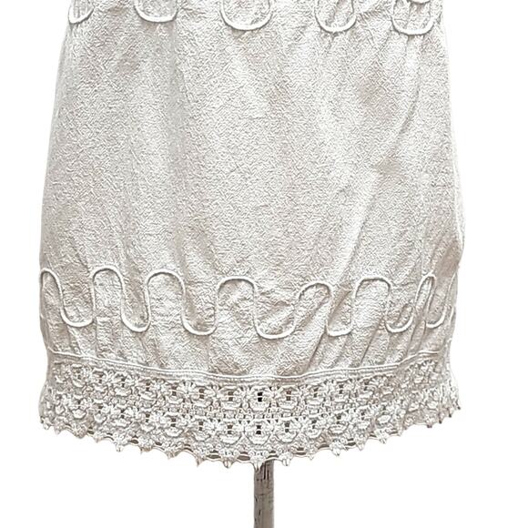 Cotton Natural Womens Gauzy White Embroidered Smocked Back Tunic Top Size XXL - Picture 4 of 13